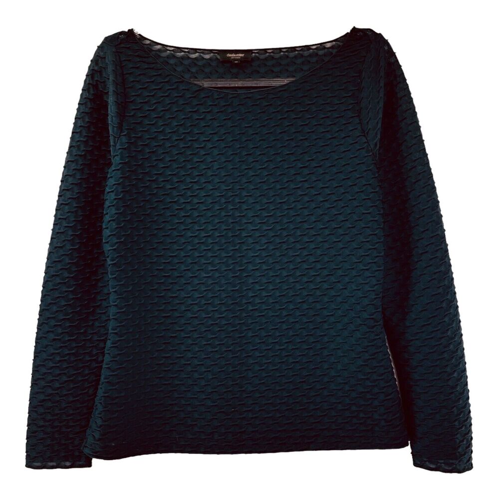Claudia Strater Top EU 40 US 8 Long Sleeve Mermaid Scale Green Textured Blouse